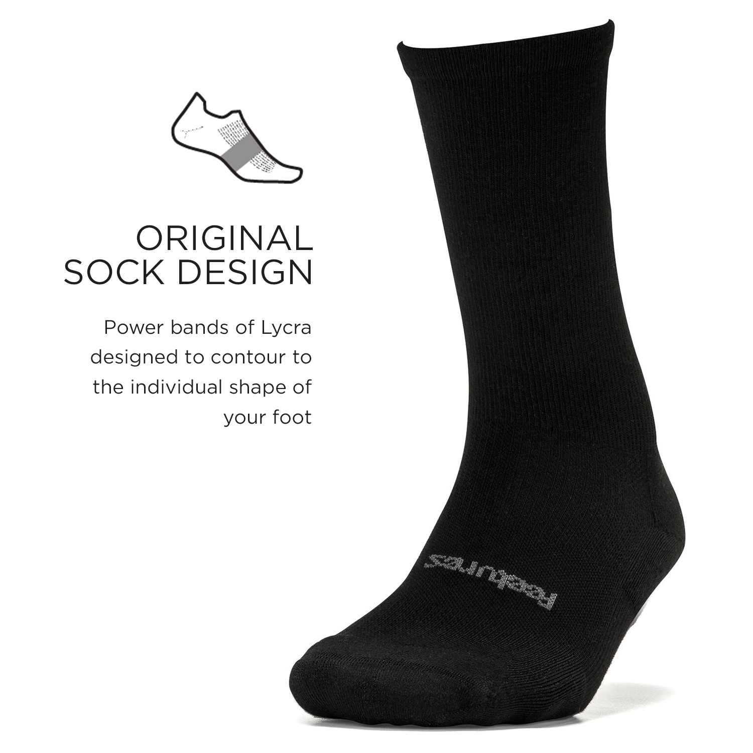 Feetures High Performance Socks Light Cushion Crew Medium Black for